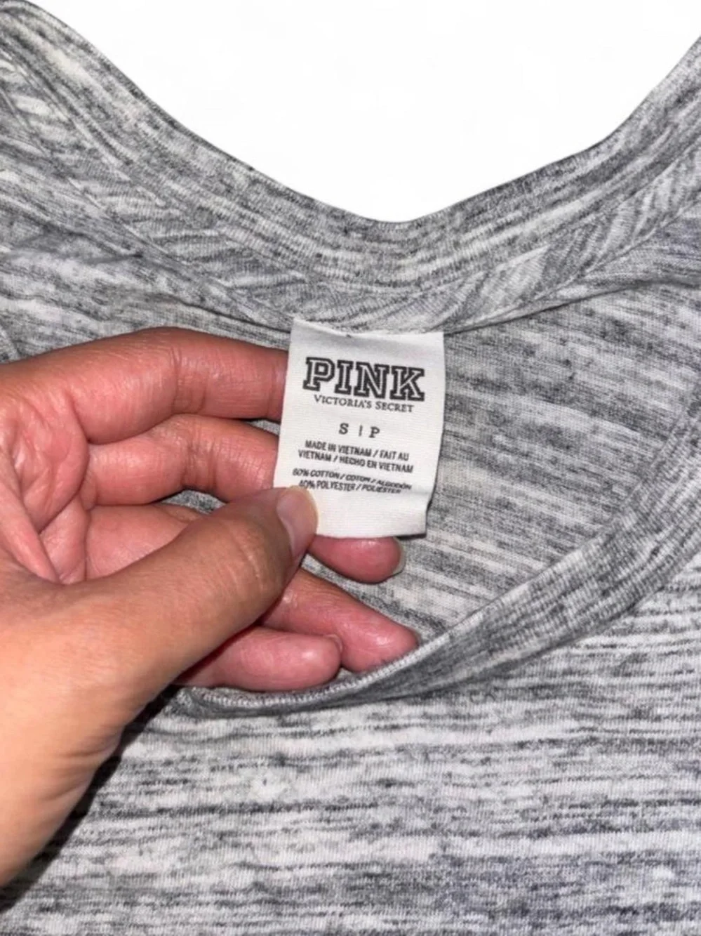 PINK Victoria's Secret Grey & Black Sequin Logo Tank